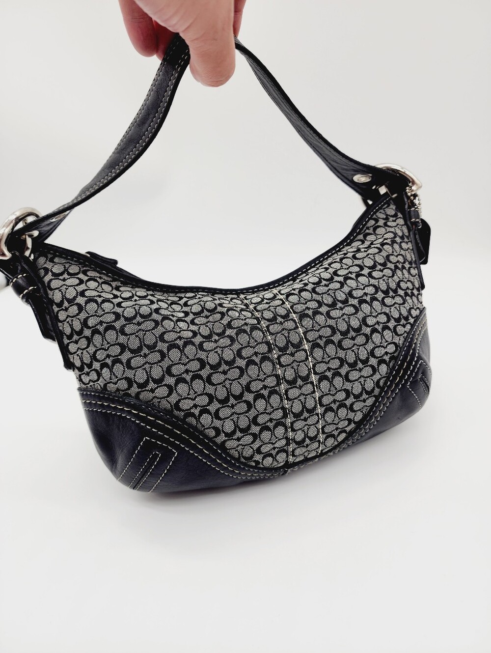 Coach 2154 Vintage Mini Hobo Signature Monogram Grey Black - Picture 2 of 16
